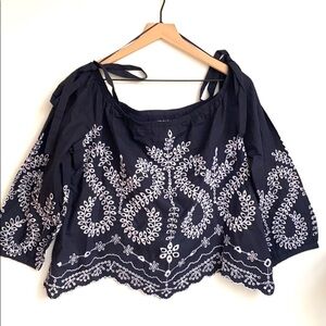 Essentials by ABS Navy blue & white top, Size M